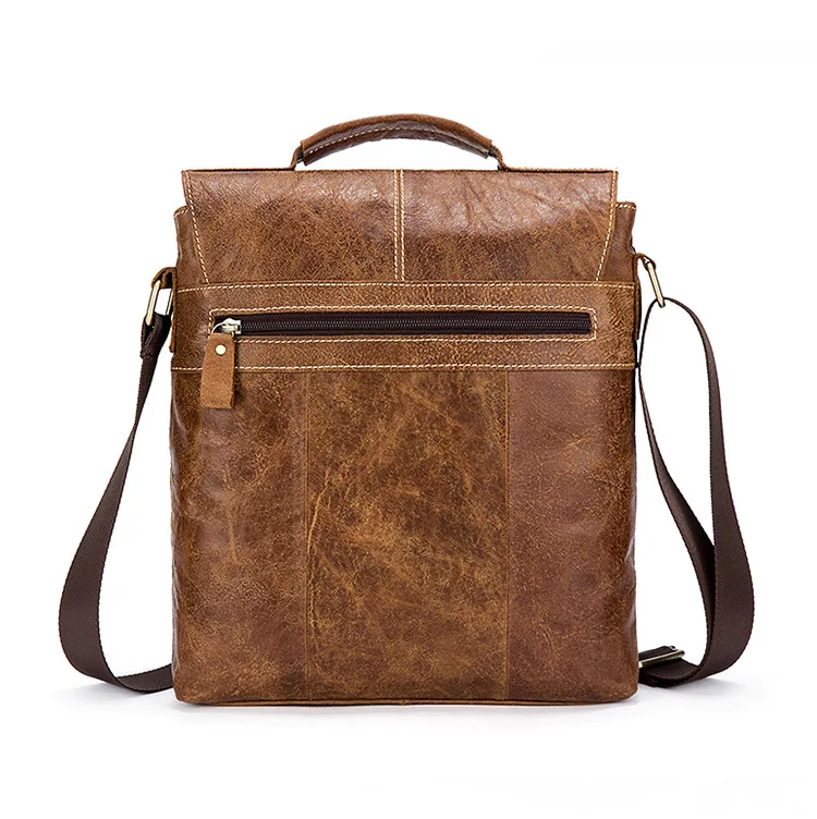 

Brown Men Genuine Leather Tote Bag Vintage Cow Leather Satchels 2025 New Boy's Shoulder or Crossbody Bag