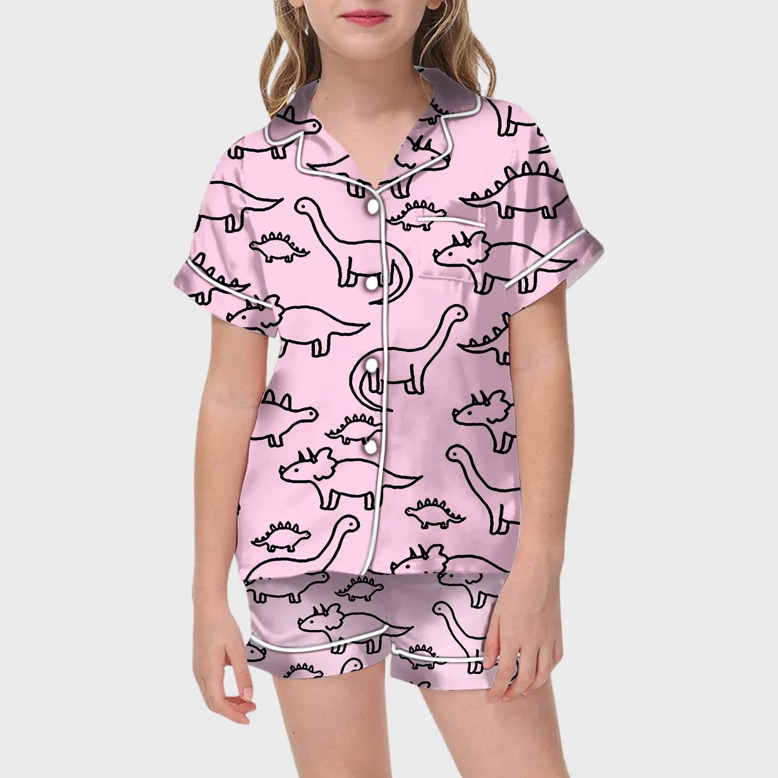 

Kids DIY Pajamas Sketch Colorful Short Sleeved Set Kid Art Color Your Own Pajama Handicraft Toy DIY Crafts Homewear For Girl Boy