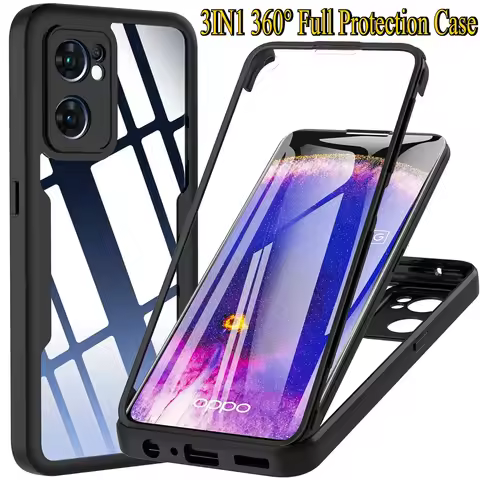 3IN1 360&deg; Full Protection Case For OPPO RENO 13 13Pro 13F 12/FS 4G 5G A3 A3X A40/M A60 A96 A76 A36 4G 5G Acrylic+TPU Phone Cover