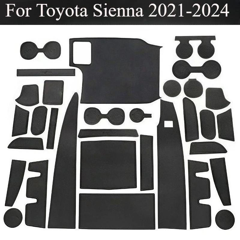 For Toyota Sienna 2021-2024 Leather Door Groove Mat Cushion Gate Storage Slot Coaster Dust-proof Sticke Pad