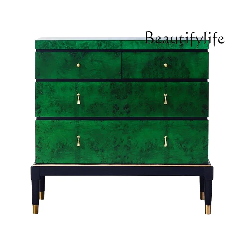 Q O American Four-chest Cabinet, Household Living Room, Storage Cabinet, Nordic Simple Retro Bedroom, Drawer, Storage Side Cabin