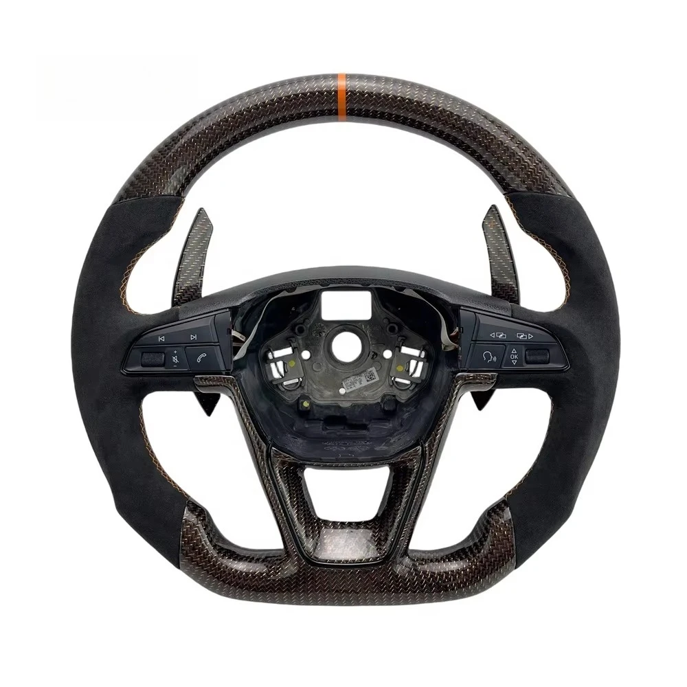 

Индивидуальный руль из замши и оранжевого карбона с LED-подсветкой и подсветкой сидений