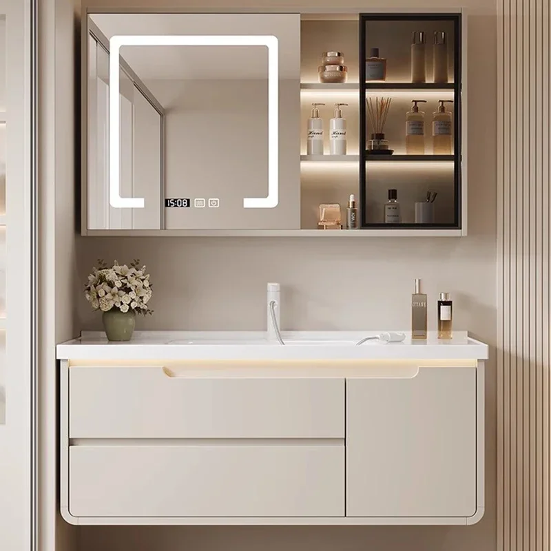 Fillet Corner Sanitation Bathroom Cabinets Vanity Mirror Home Furniture Locker Bathroom Cabinets Smart Light Miroir De Salle