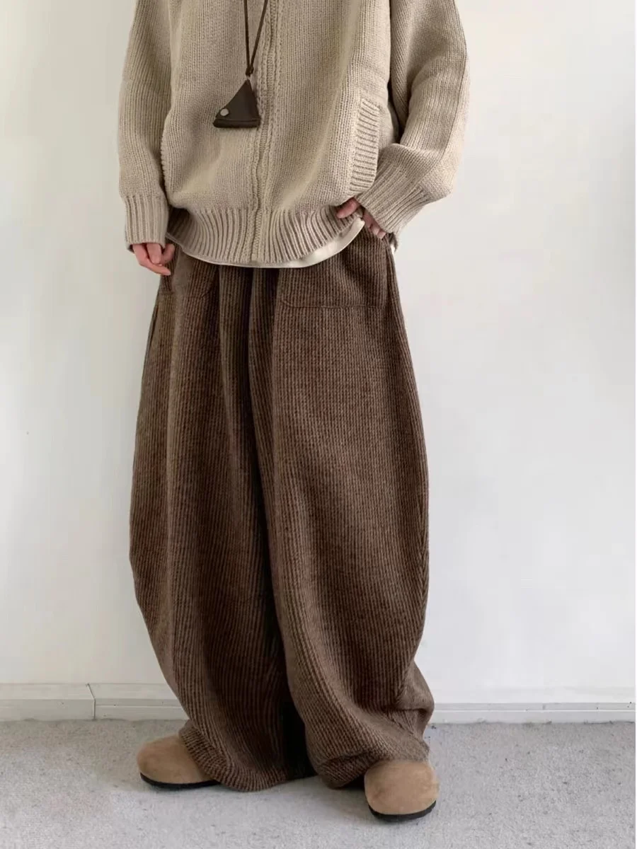 

Свободные удобные вельветовые широкие брюки ex Lazy Sle, повседневные брюки, осень-зима, японский Sle, полиэфирное волокно