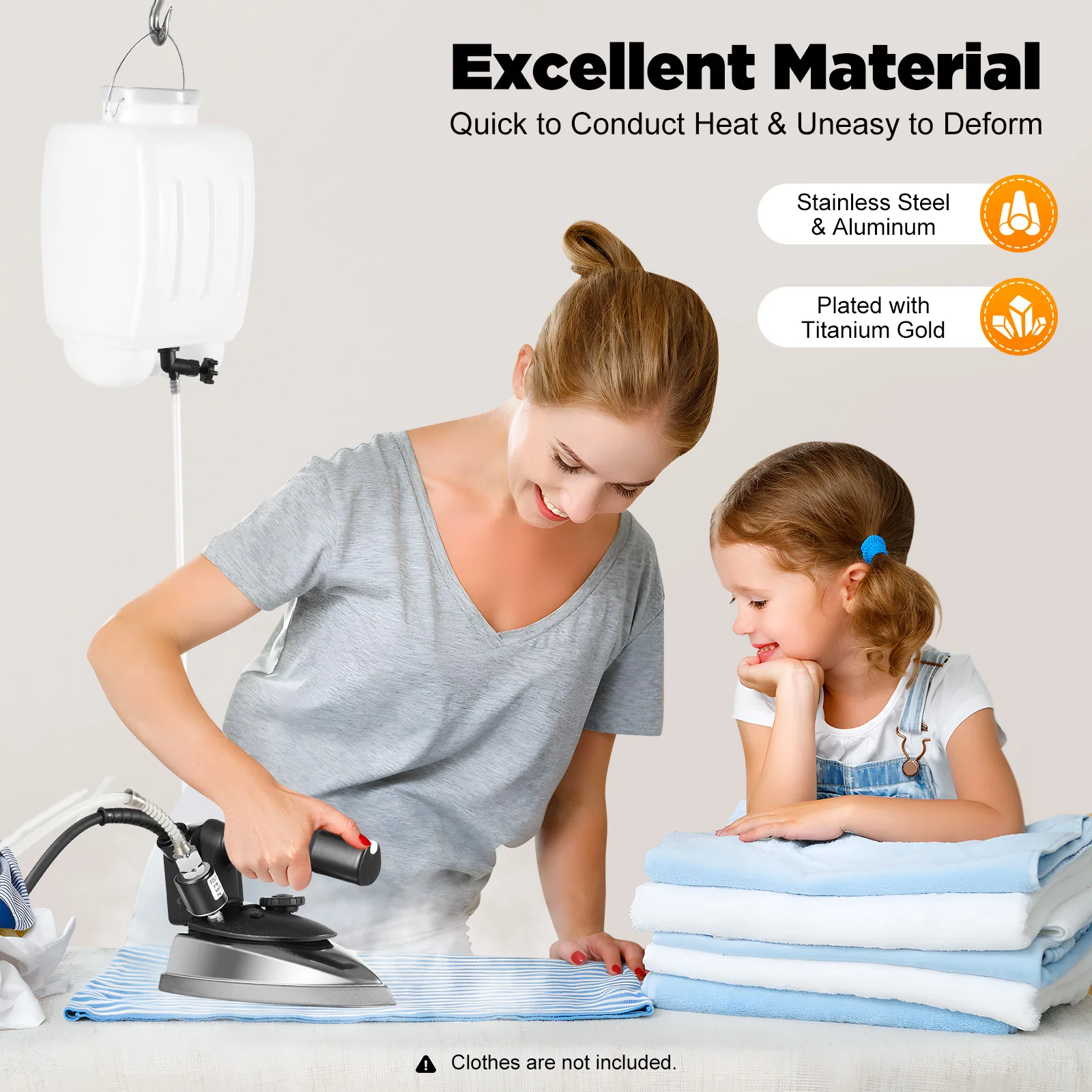 

1200W 110V Industrial Electric Steam Iron Dry Ironing & Ironing with Steam with Scald-prevention Plate and Water Tank