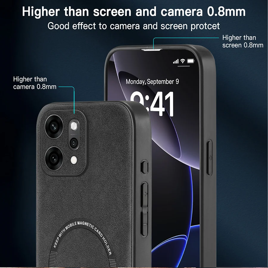 حافظة لهاتف Magsafe لهاتف OPPO Reno 14 12 11 10 9 8 7 Pro Plus Lite غطاء خلفي مغناطيسي للشحن اللاسلكي من جلد الغنم Funda