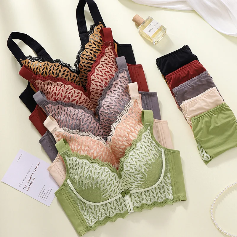 

Adjustment Type Bra Gather Together Anti-Sag Underwear No Steel Ring Bra Suit Ventilate Soft Vest Bra Women Lace Underwear Suit