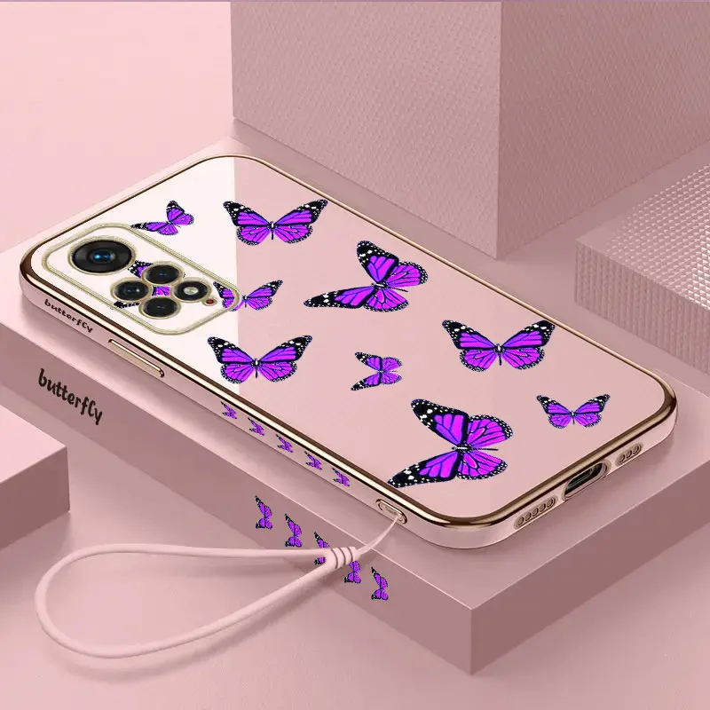 Purple Butterfly Fasion Luxury Case For Redmi NOTE 13 12 11 10 K60 K40 13C A1 A2 PRO PLUS 5G Soft Cover Coque