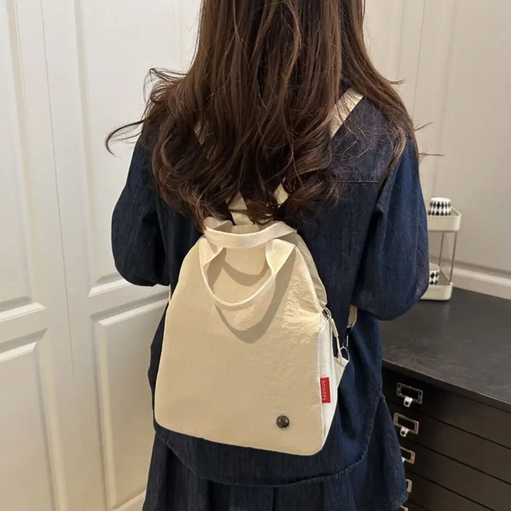 Simple Small Pack Sport Nylon Backpack Korean Style Handbag Solid Color Shoulder Bag Solid Color Retro Backpack Students