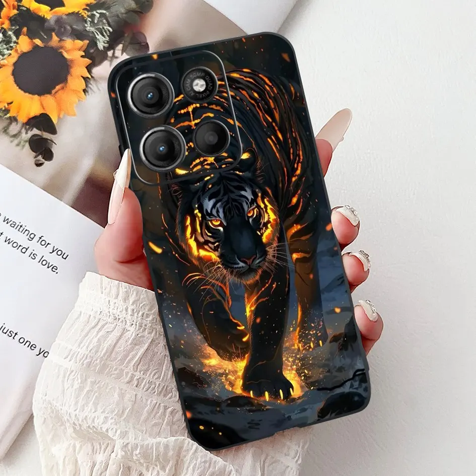 حافظة من السيليكون لهاتف موتورولا موتو G15 G75 2024 حافظة هاتف لطيفة على شكل أسد الباندا مقاومة للصدمات من البولي يوريثان لهاتف MotoG15 MotoG75 G 75 G 15 Etui