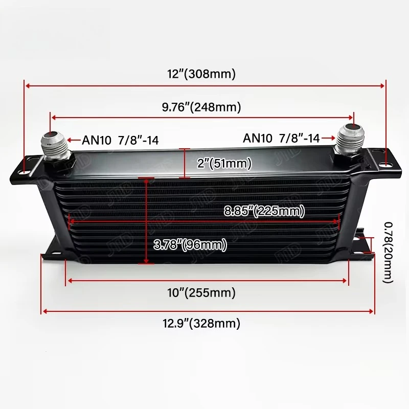 

High Quality Universal 248MM Silver Aluminum 13 Row AN10 10-AN Engine Transmission Oil Cooler Modal Style OilCooler