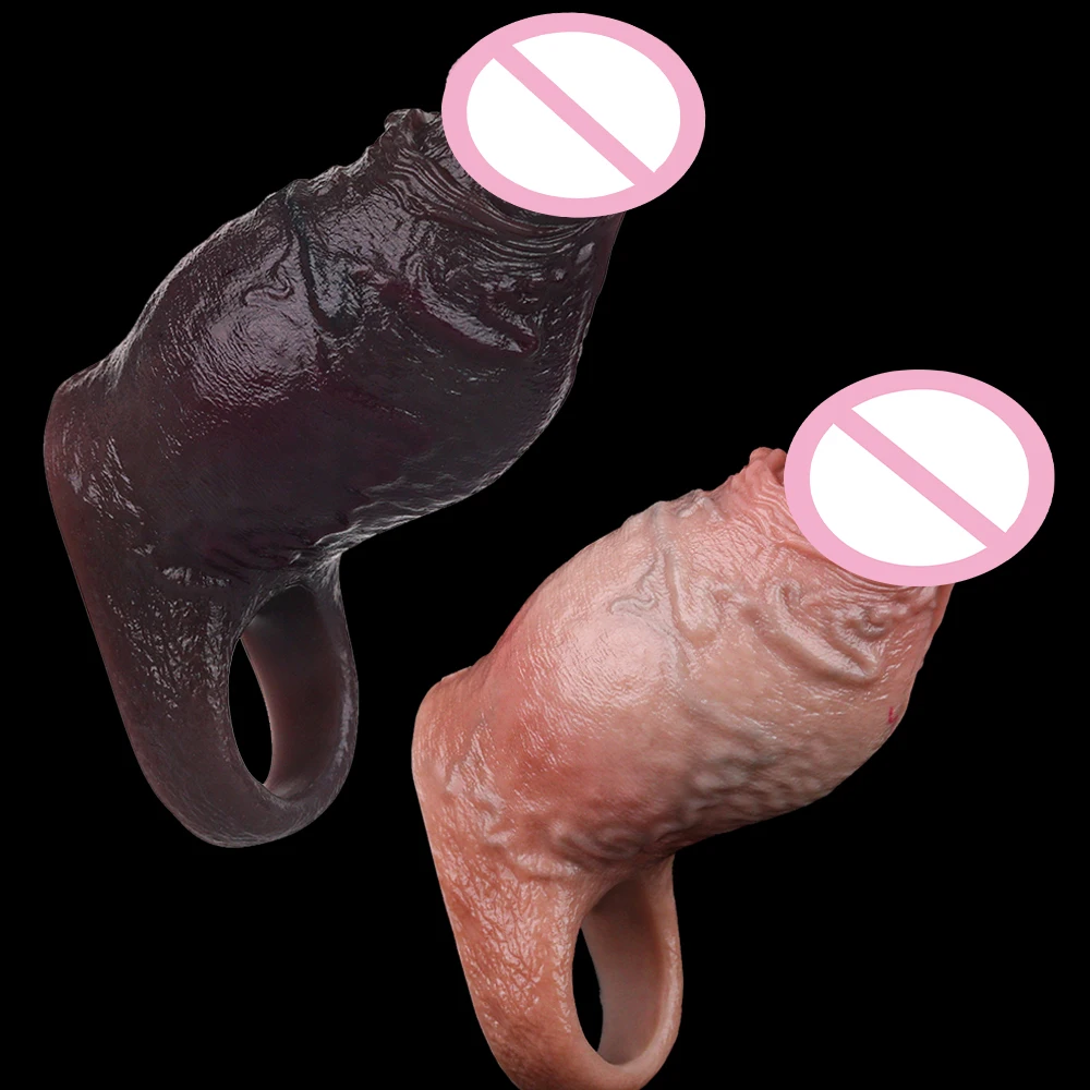YOCY Realistic Hollow Penis Sleeve Male Delayed Ejaculation Ring Liquid Silicone Sex Toys For Men Dick Extension Cock Thickening 6