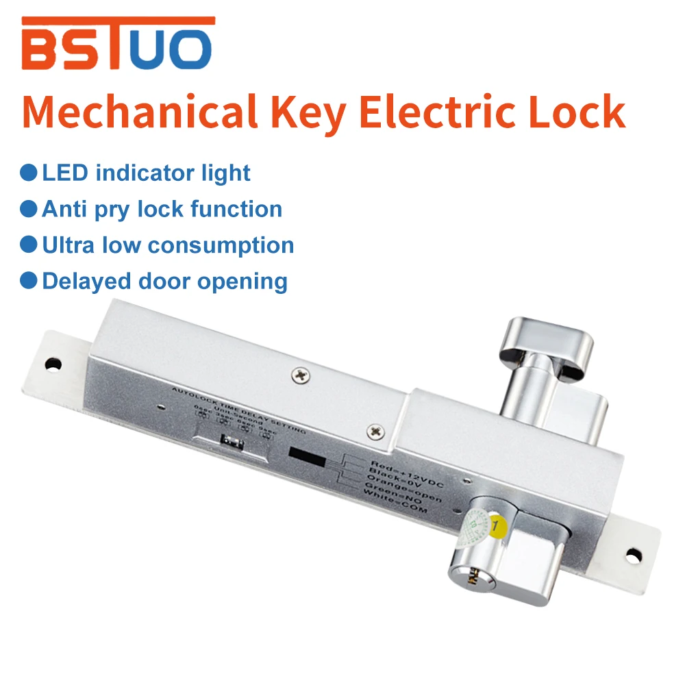 Stainless DC 12V Electric Bolt Door Lock For Access Control System Fail Secure Electromagnetic Mortise Lock With Key Cylinder