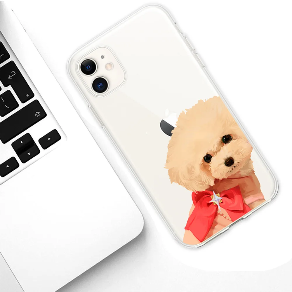 Cartoon Hond Telefoon Case Voor iPhone 16 15 14 13 12 11 Pro XS MAX 7 XR 8 7 Plus Clear cover Fundas