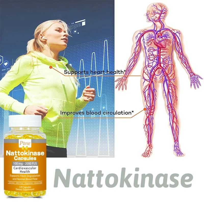 Ptvse Nattokinase капсулы для очистки кровеносных сосудов, капсулы для предотвращения артериального давления и улучшения здоровья кровеносных сосудов