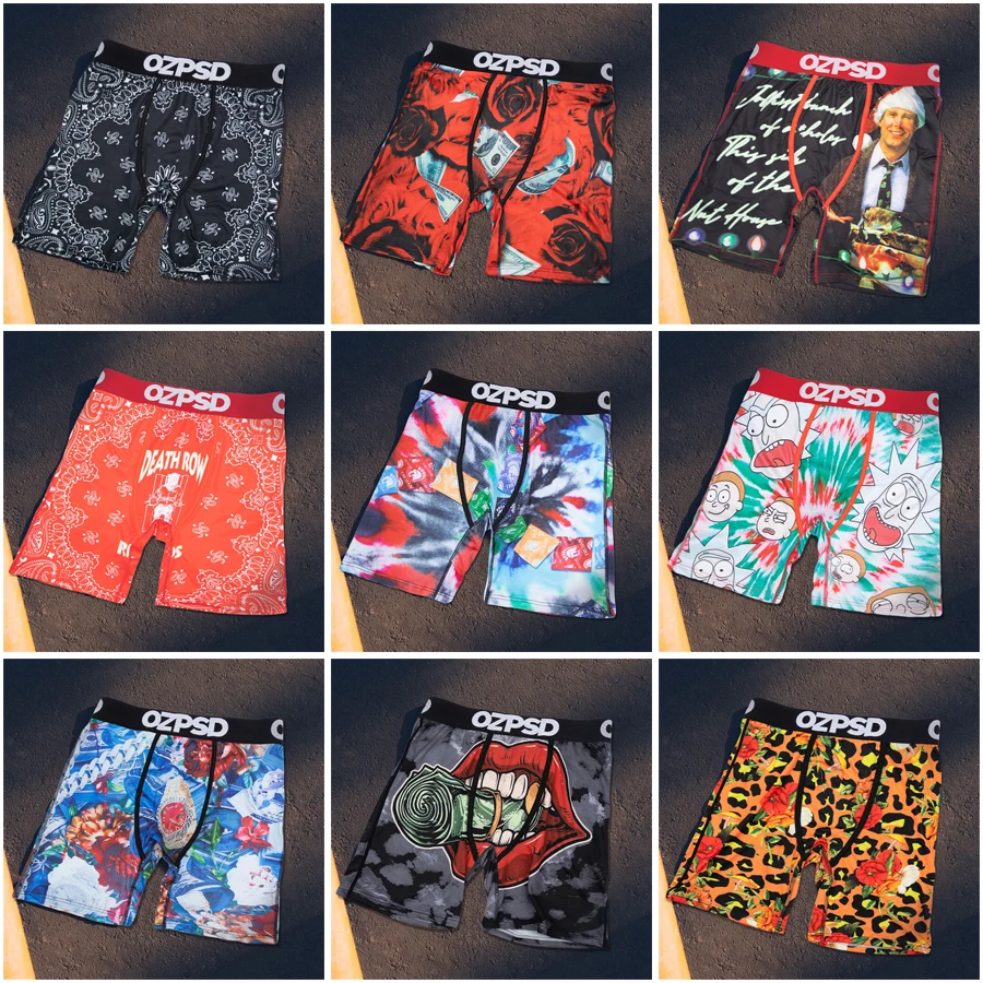 OZPSD 1Pcs Sexy Men Underwear Boxers Breathable Mens Underpants Funny Printed Men's Panties Man Boxer Briefs Comfortable Trunks