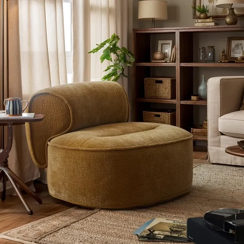 Nordic Fabric Single Sofa Chair Modern Light Luxury Recliner Creative Smile Design for Home Hotel Living Room Furniture