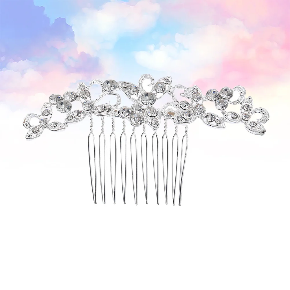 

Elegant Silver Rhinestone Bride Hair Comb Unique Wedding Headdress Party Hair Accessories Female Wedding Headdress