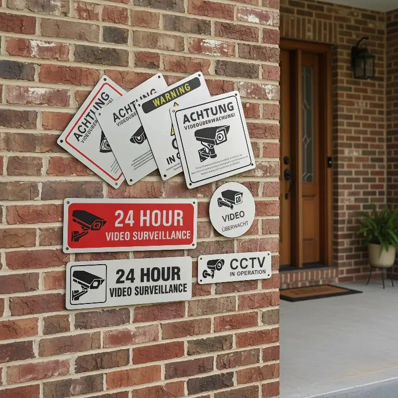 24 Hour Video Surveillance Security Sign Durable Metal CCTV Warning Plate Rust Resistant Alert Plaque for Small Business