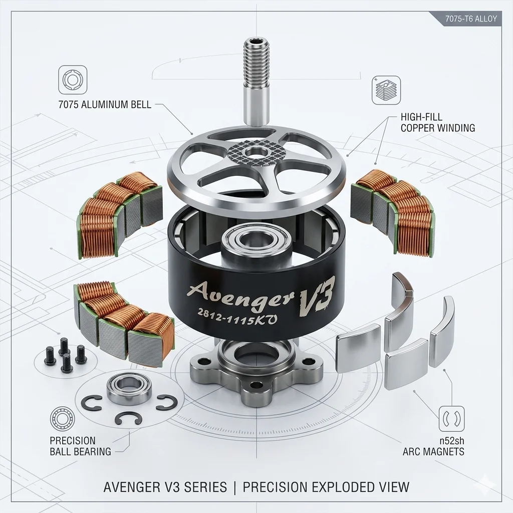 BrotherHobby Avenger V3 2812 Motor | High-Strength 7075 Aluminum | 900KV 1115KV Professional Power for FPV Long Range Drone