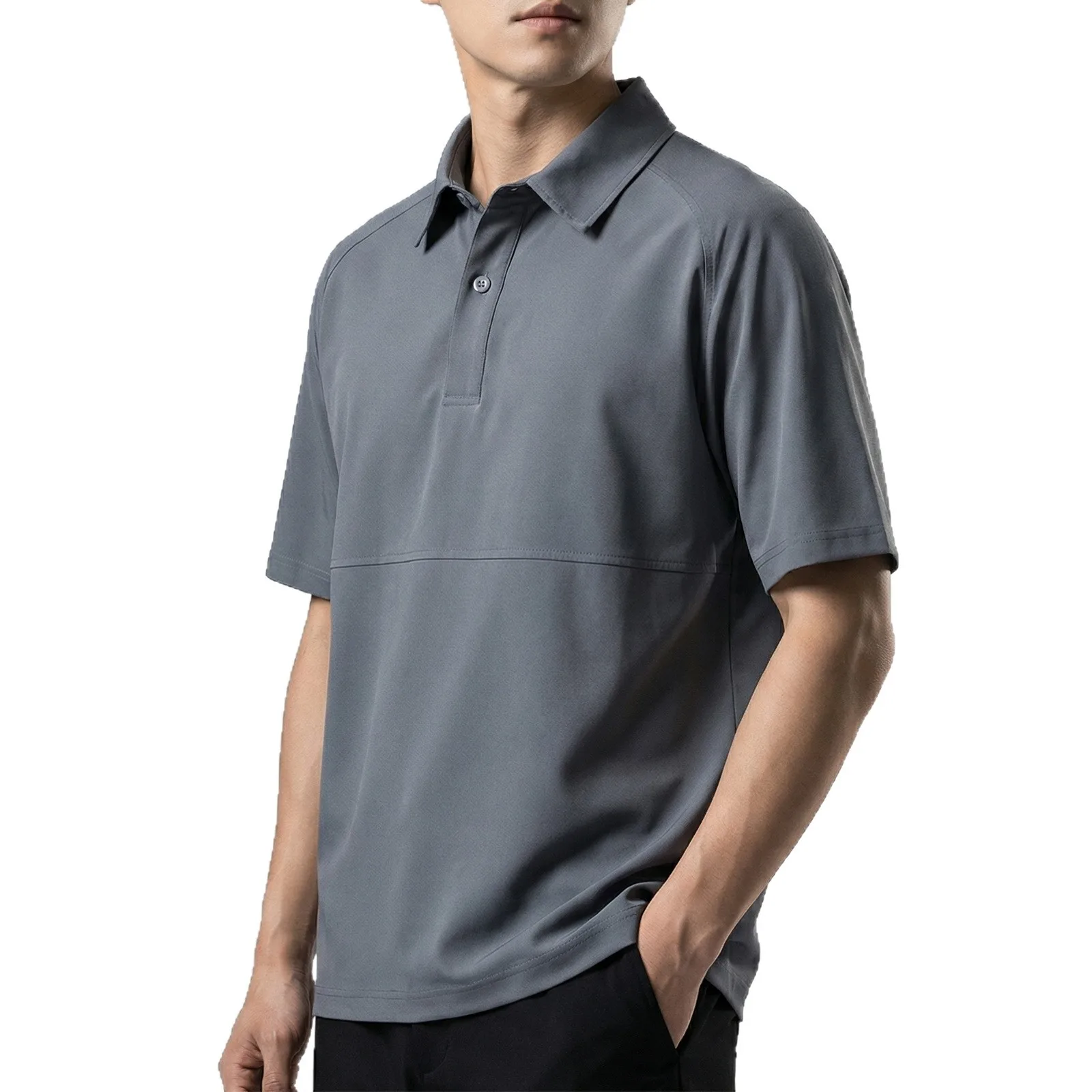 2026 Summer Ice Silk Quick-drying Polo Shirt Men's Loose Lapel Short-sleeved T-shirt Casual Drape Top