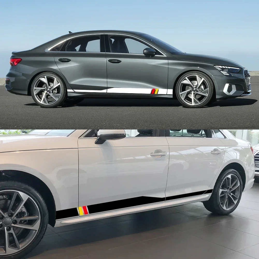 

Наклейка на боковую юбку двери автомобиля, виниловая наклейка, внешние автоаксессуары для Audi A3 8V 8P 8Y 8L Sedan TFSI Sportback S3 Limousine