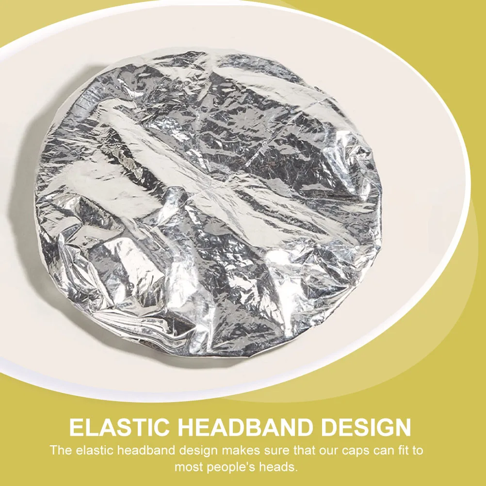 

10pcs Disposable Tinfoil Hair Elastic Salon Supply For Heat Treatment Aluminum Foil Bath Hoods Shower Caps Hair Salon Scalp