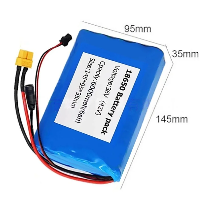 10S2P 36V 6Ah Lithium Battery Pack for Power-assisted Scooter Replace The Rechargeable 18650 Battery Pack with Built-in BMS