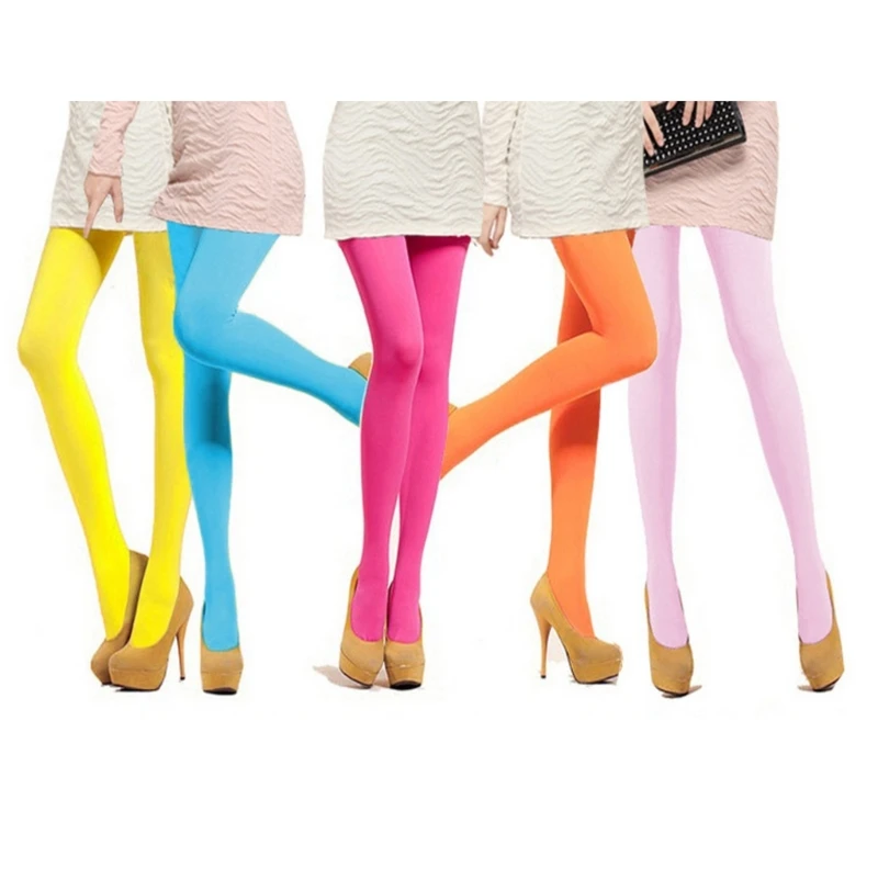 Semi Opaque Footed Tights for Women Solid Colored High Elastic Run Resistant Control Top Soft Pantyhose Tights Stockings