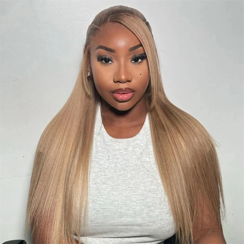 Glueless Highlight Ash Blonde Straight Wig 100% Human Hair 180 Density Wigs 13x6 Lace Front Wigs Preplucked Natural Remy Wigs