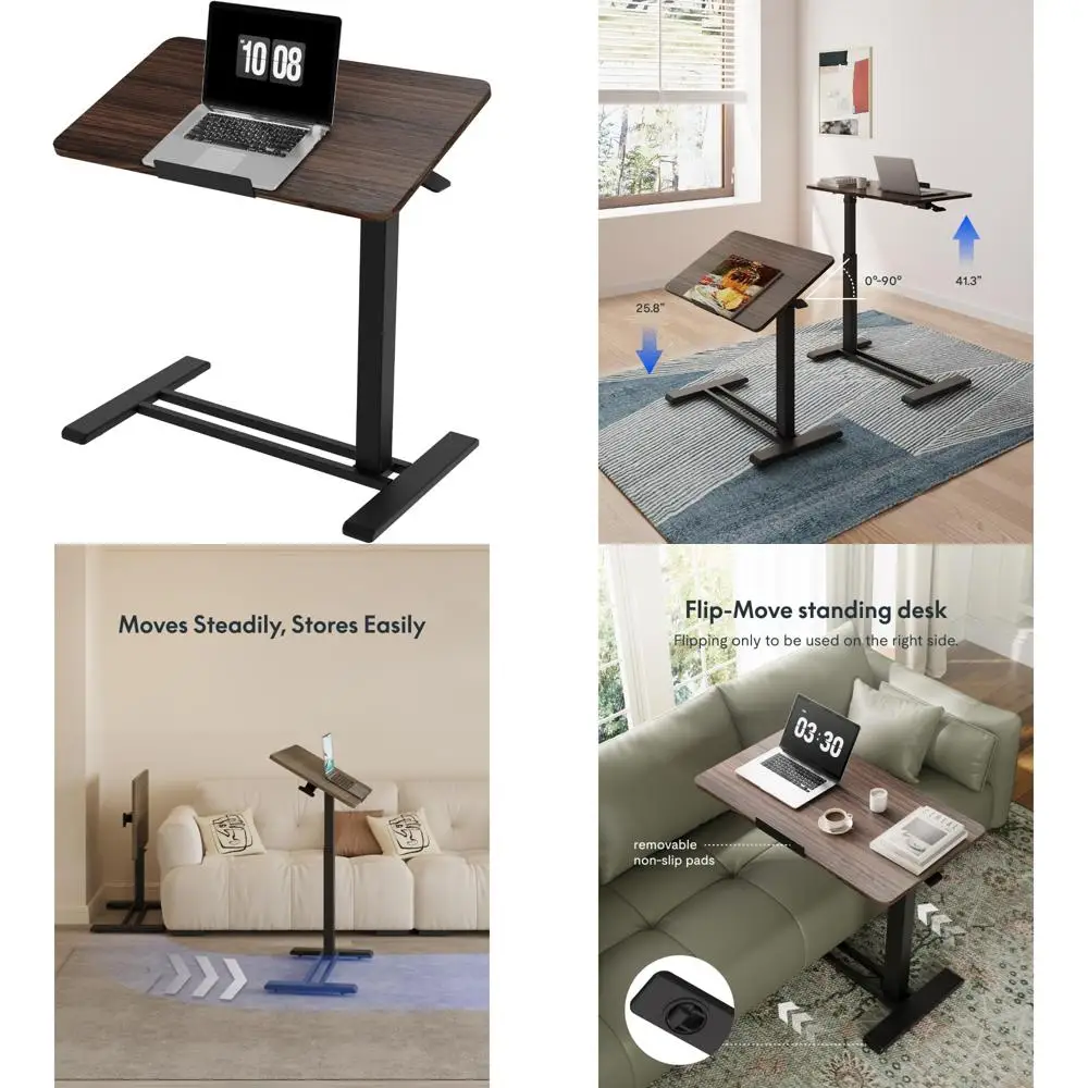 portable adjustable standing desk with wheels and 90° tilt for laptop use