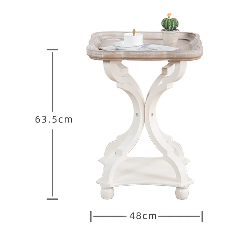 American vintage distressed side table, simple French mini coffee table, creative small apartment
