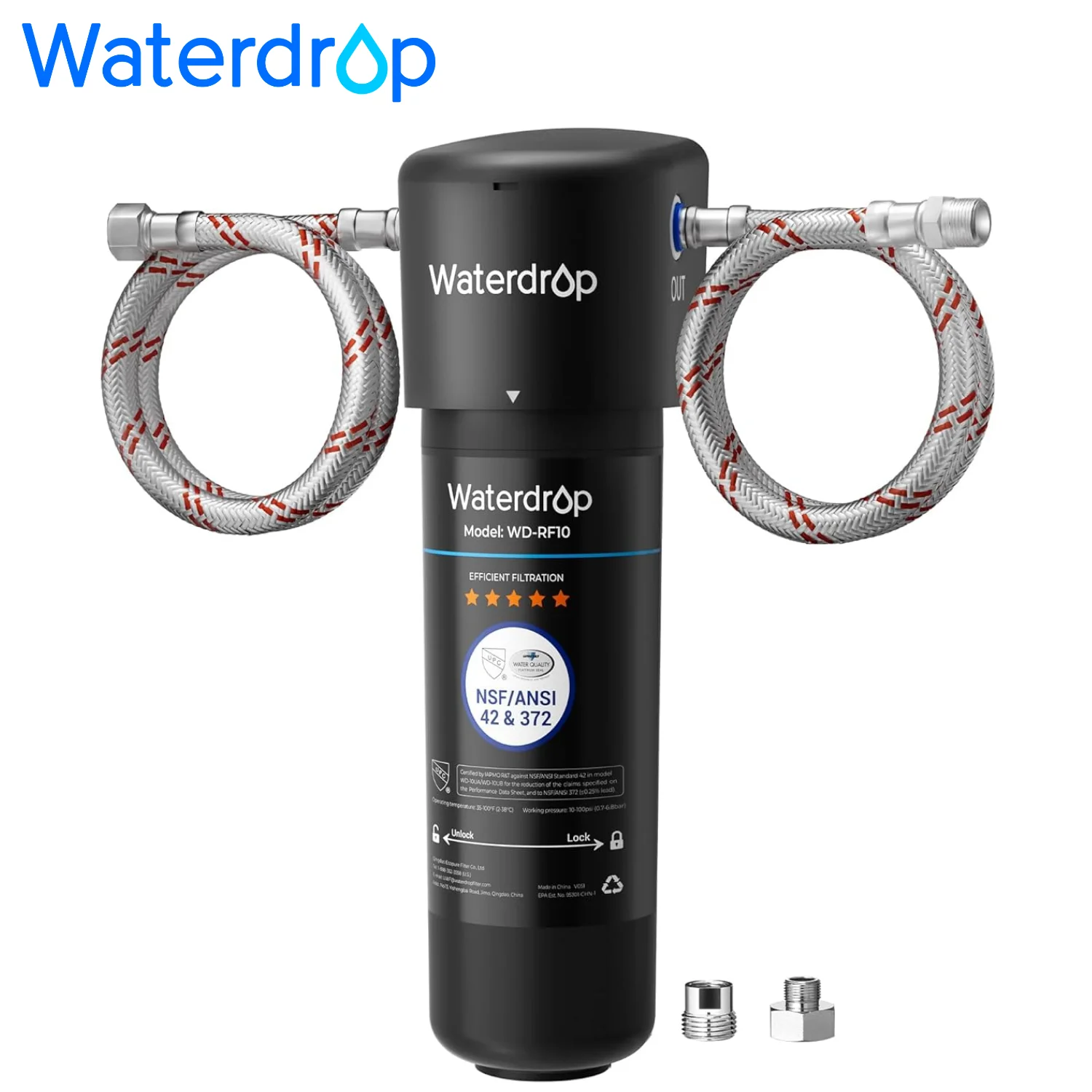 Waterdrop 10UA Under Sink Water Filter System, NSF/ANSI 42 Certified 1 Year | Reduces PFAS, PFOA/PFOS, Lead, Chlorine, Bad Taste & Odor, Under Counter Water Filter Connects Directly to Your Faucet