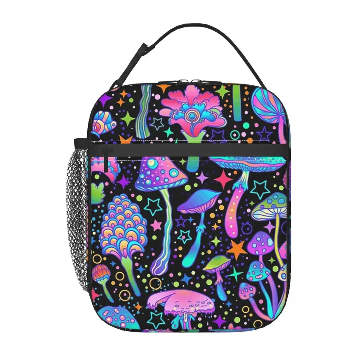 Psychedelic Magic Mushrooms Print Lava Insulated Lunch Bag for Women Office Cooler Thermal Food Box Tote Lunch Boxes Container