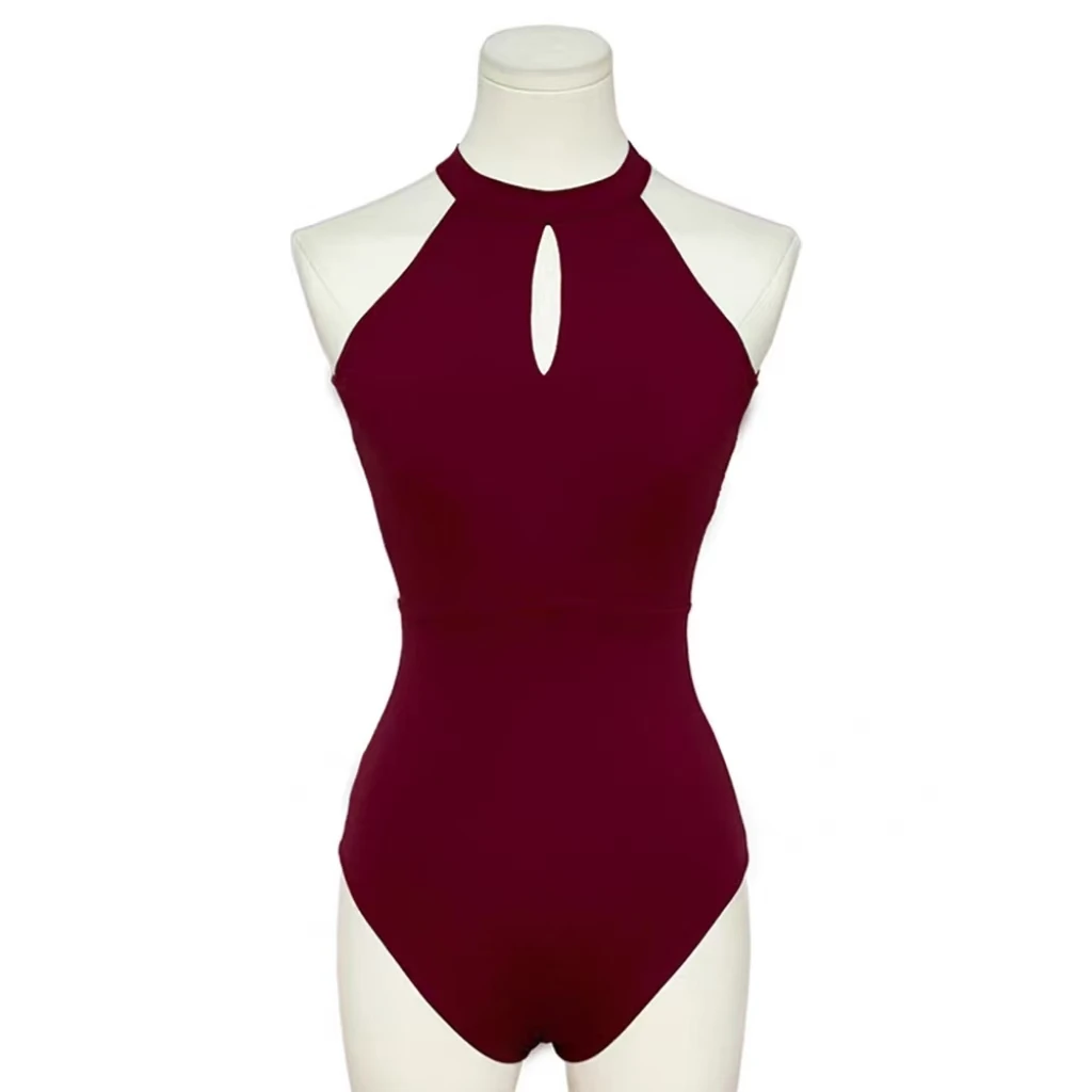 Temperamentvoller Ballett-Tanz-Bodysuit für Mädchen, einteiliger Übungsanzug mit Netzspleiß am Hals, Yoga-Anzug.