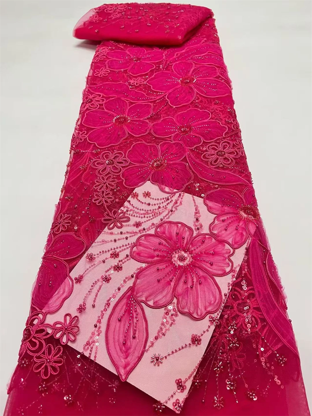 2026 Nigerian Tulle Lace Fabric with Sequins and Beads, Nigerian Embroidery, Guipure Net Cloth, Prom Dresses, High Quality