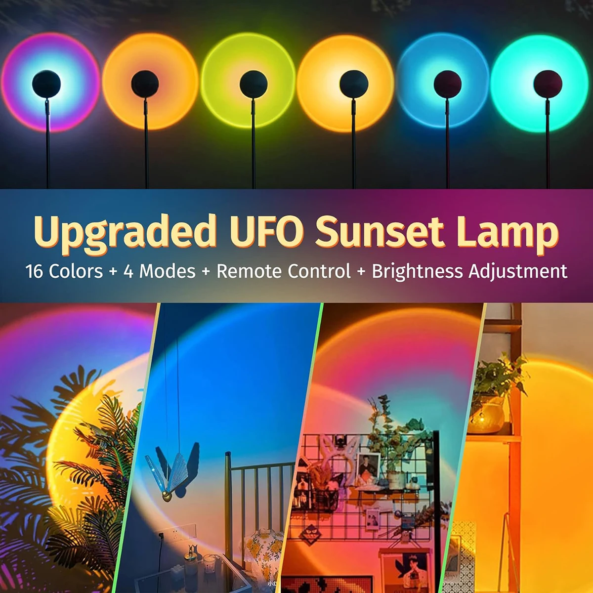 Sunset Light Lamp With Remote Control Rgb Ambient Usb Powered Led Mini Projector Atmosphere Photo Background Lampu Rainbow Mood