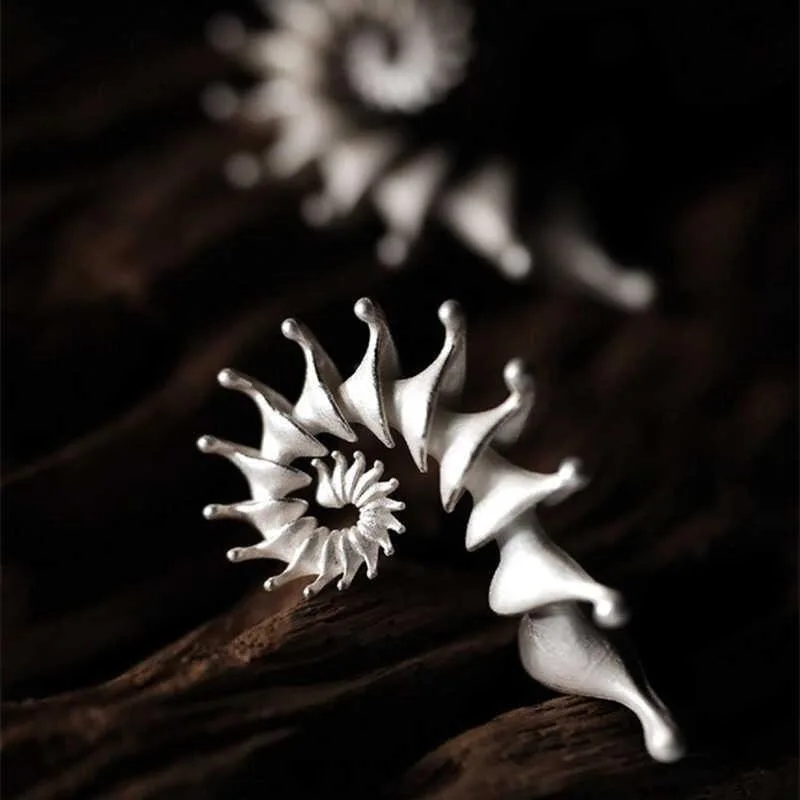 새로운 고딕 스테레오 조가비 성격 고대 실버 스터드 귀걸이 남성 여성 Hallowmas 펑... - 3