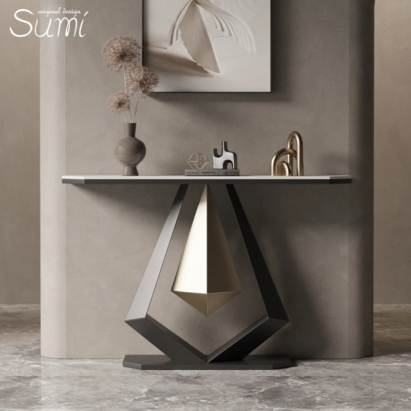 

Italian minimalist rock slab porch table light luxury modern minimalist creative home entrance front door corridor cabinet again