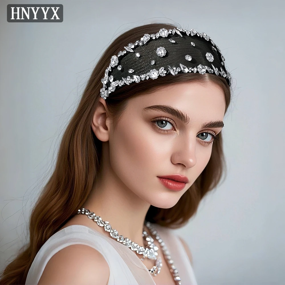 

HNYYX Sparkling Rhinestone Headband Wide-Brimmed Baroque Hair Hoop Crystal Festive Hair Accessories Wedding Party Hair Piece A45