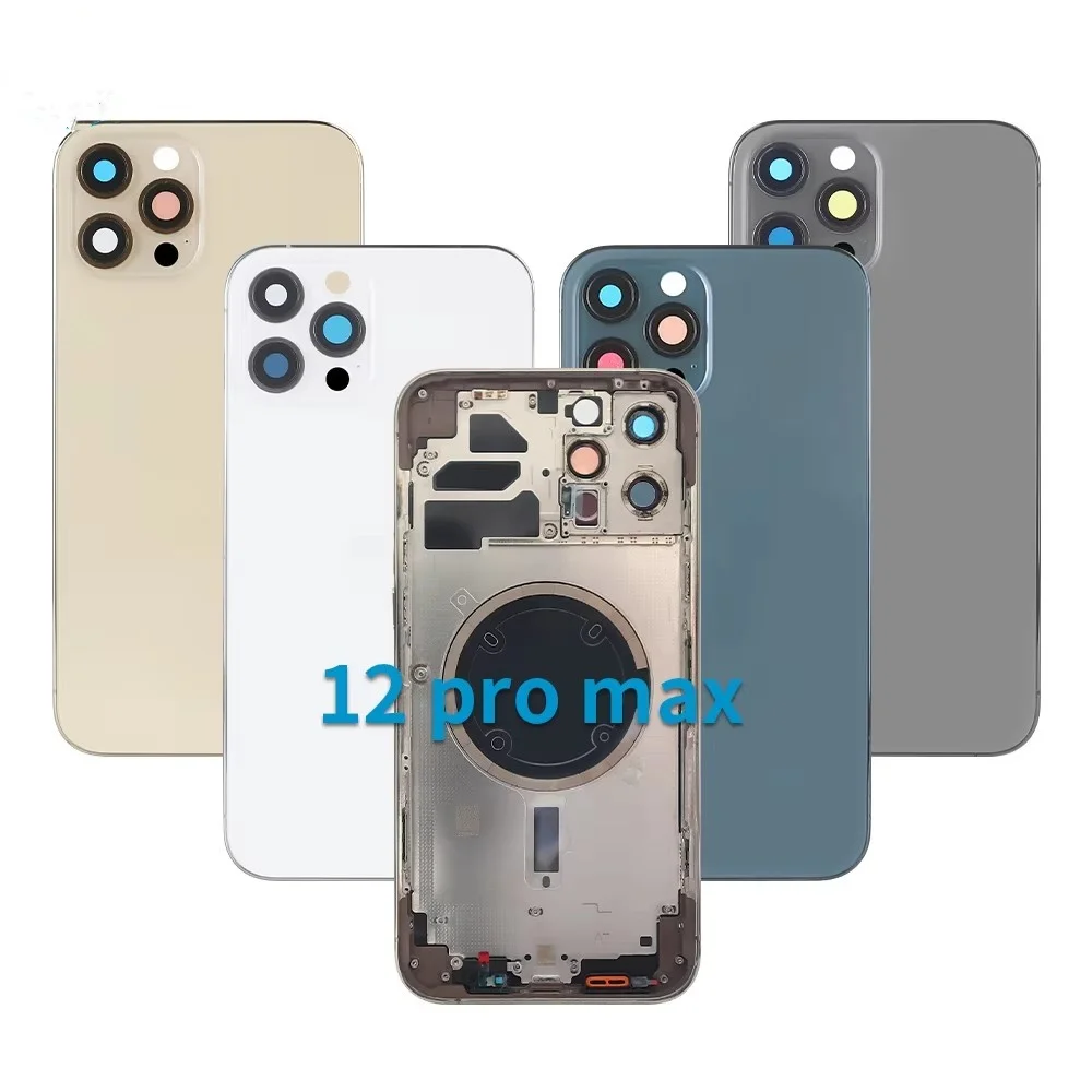 Back housing For iphone 12P-12 Pro Max Battery Back Cover Rear Door Middle Chassis Frame + SIM Tray Side Key Parts Housing Case