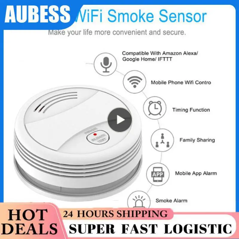 Wifi Smoke Alarm Pressing Timing Wireless Remote 80db Red Led Flash Support Alexa Home Ifttt Smoke Detector Smart Life