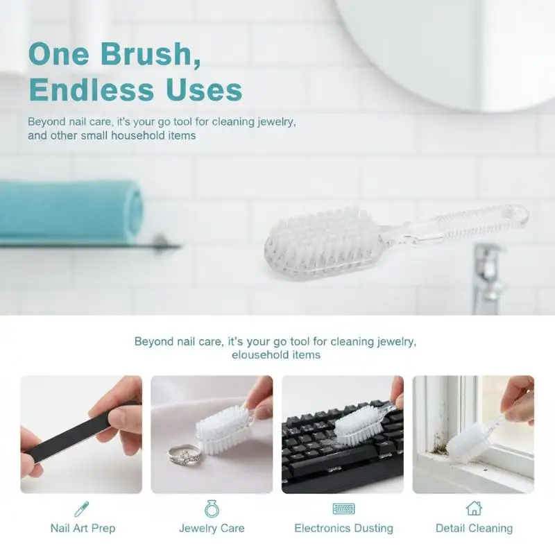Colorful Handle Stiff Bristles Nail Brush Anti Slip Portable Tool for Home DIY Manicure Nail Care Gift