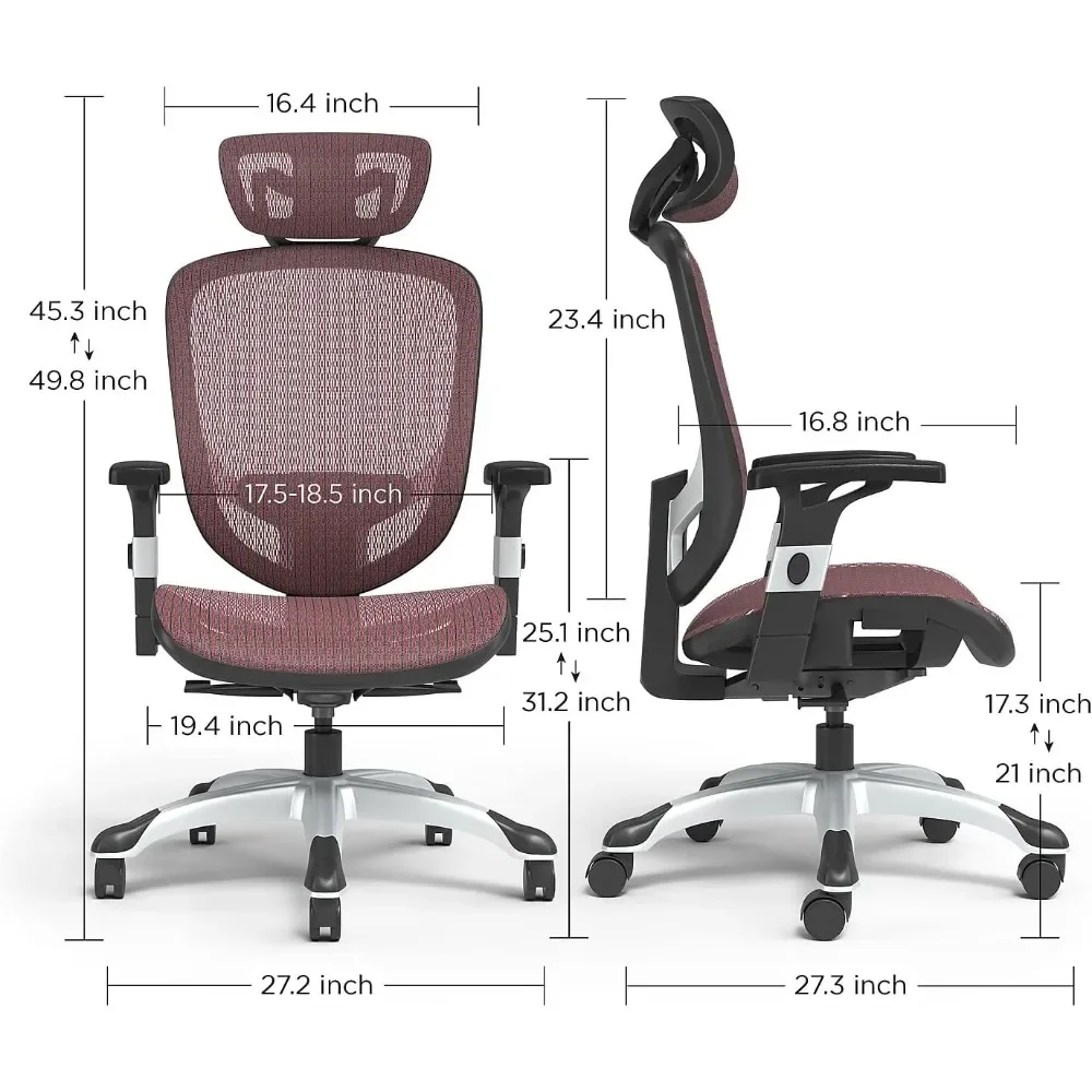 Adjustable Office with Breathable Material, Provides Lumbar, arm and Head Support, Perfect Desk for the Modern