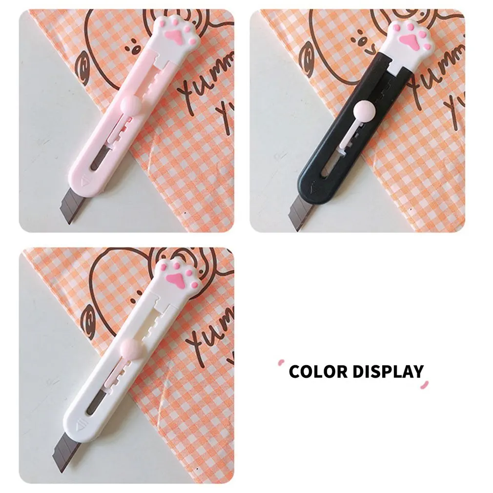 Kawaii Mini Pocket Cat Paw Art Utility Knife Express Box Knife Paper Cutter Craft Wrapping Refillable Blade Stationery