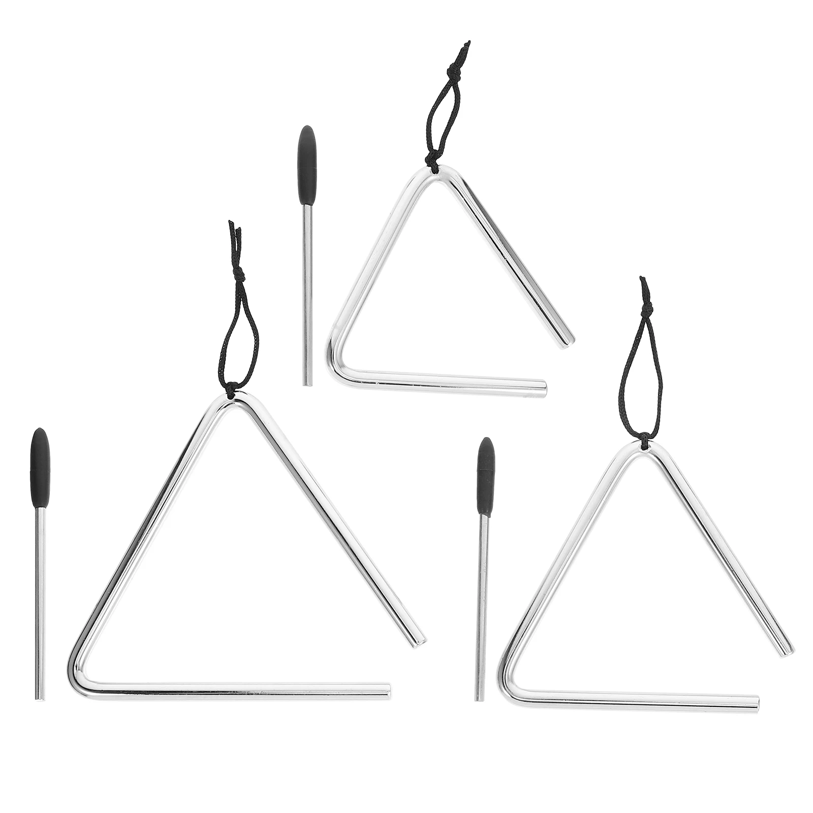 

3 Sets Kids Musical Instruments Triangle Iron Kids' Percussion Hand Silver Child
