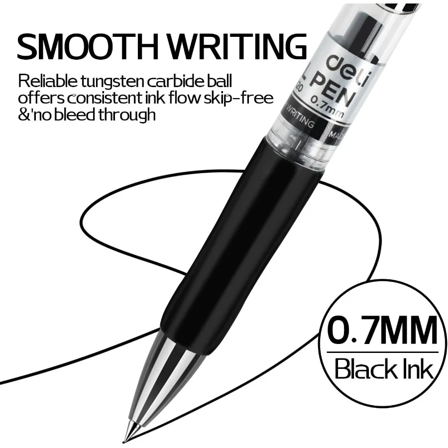 أقلام جل 30 قطعة أقلام قابلة للسحب حبر أسود قلم نقطة متوسطة السائبة 0.7 مللي متر كتابة سلسة سريعة الجفاف لا تنزف لرحلة ملاحظة Takin