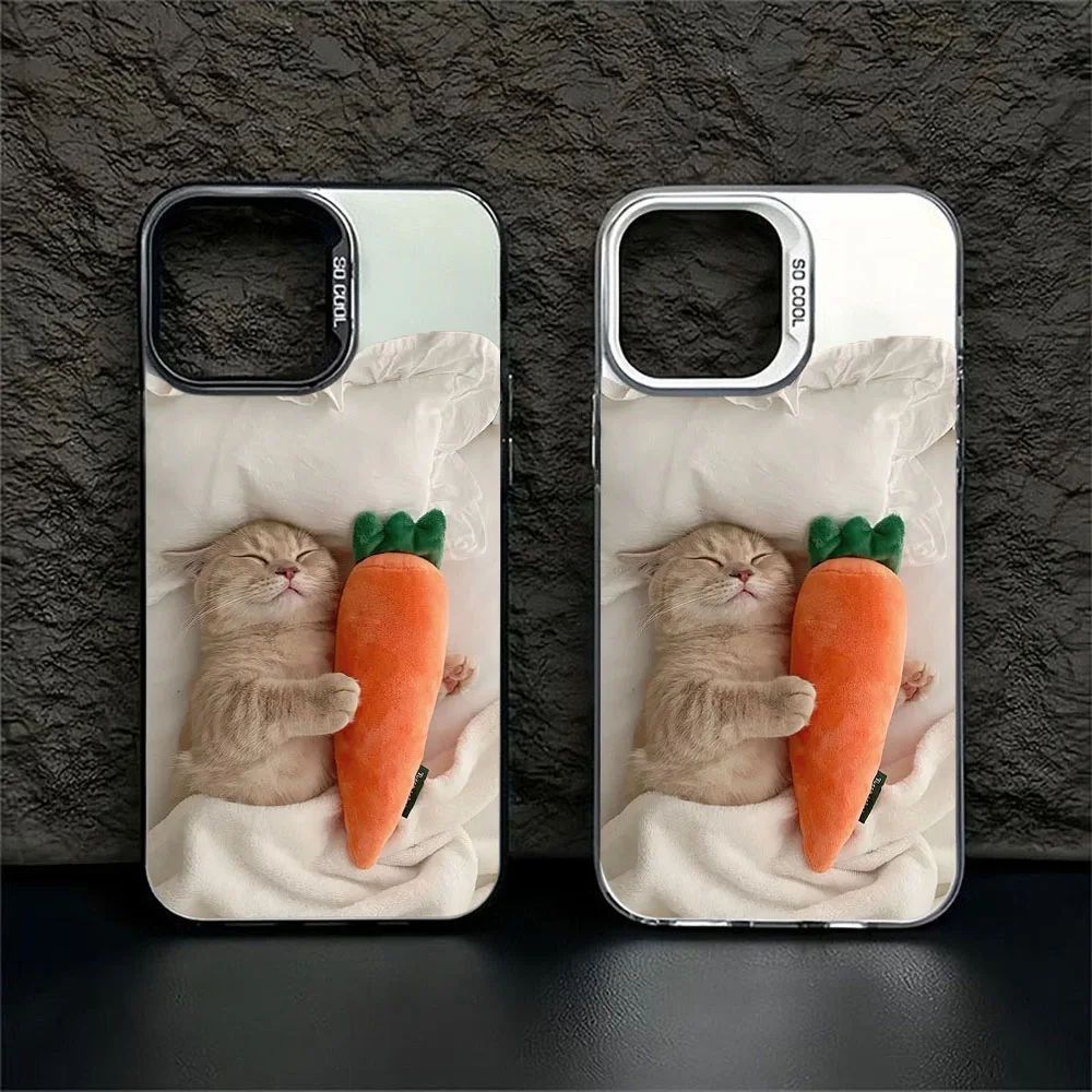 

Cat and carrot pattern Phone Case For iPhone X XS XR 7 8 Plus 15 16 14 13 Pro 16 15 14 13 12 11 Pro Max Anti fall and shockproof