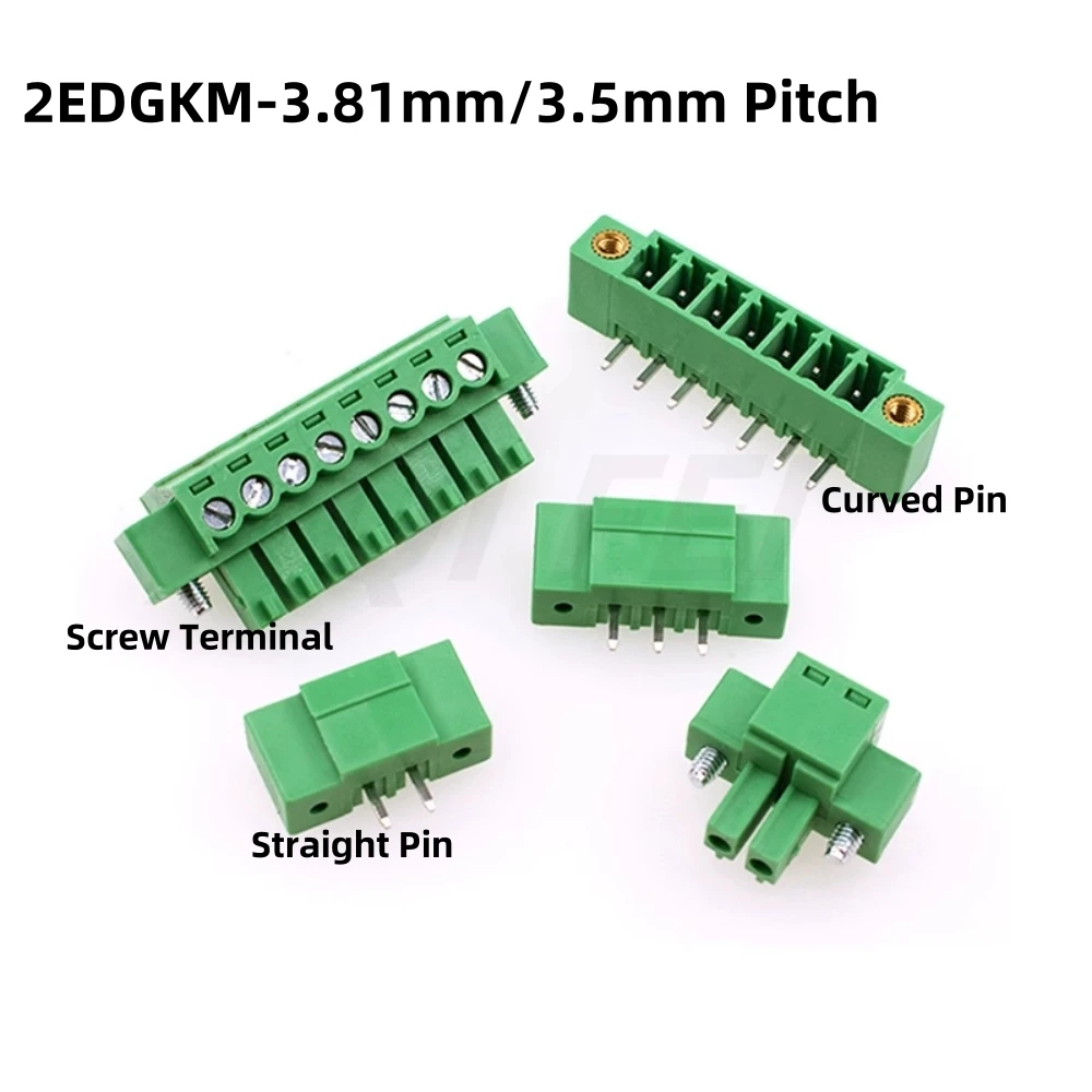 5pcs Terminal Connector 2EDGKM 3.81mm 5.08mm 3.5mm Pitch 15EDGKM PCB Terminal Block Plug-in Type 2~24P With Flange Fixed Panel