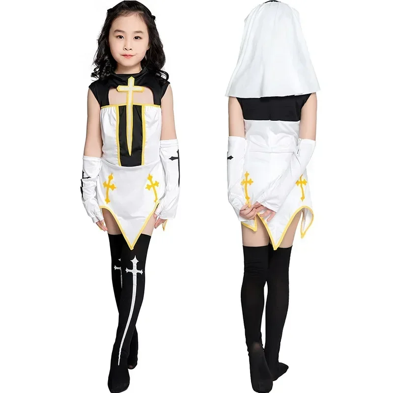 2023 Adult Women Children Adults Halloween Novelty Costume Game Uniform Party Masquerade Nun Cosplay Costumes Sexy Dress Sets